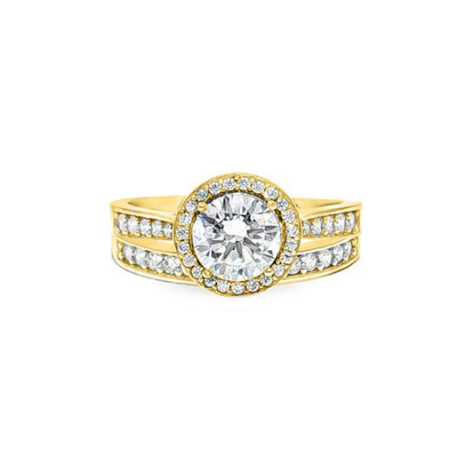 9ct Gold  CZ Wedfit Halo Eternity Travel Bridal Rings Set - JRN603+609