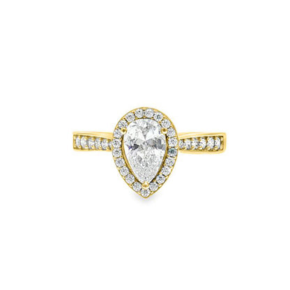 9ct Gold  Pear CZ Wedfit Halo Travel Proposal Ring 1.00CT - JRN605