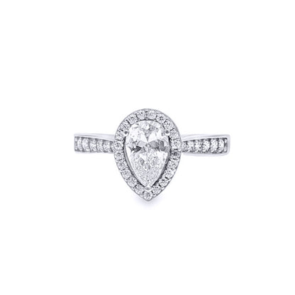 9ct White Gold  Pear Lab Created Diamond Halo Travel Ring 1.00CT - LABJRN606