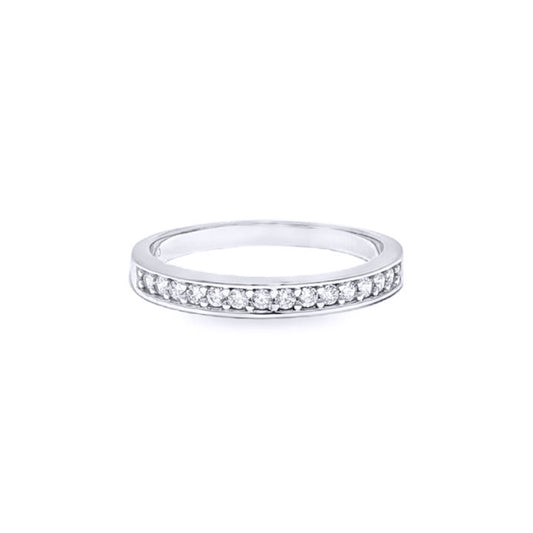 9ct White Gold  CZ Channel Set Half Eternity Bridal Travel Ring - JRN610