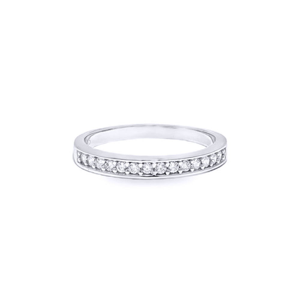 9ct White Gold  CZ Channel Set Half Eternity Bridal Travel Ring - JRN610