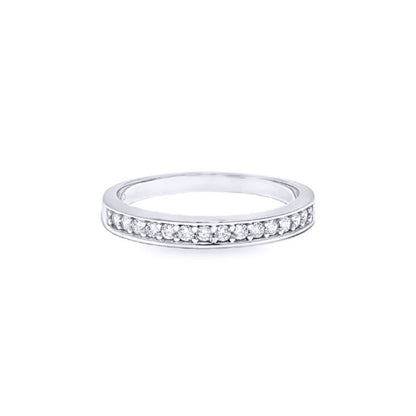 9ct White Gold  CZ Channel Set Half Eternity Bridal Travel Ring - JRN610