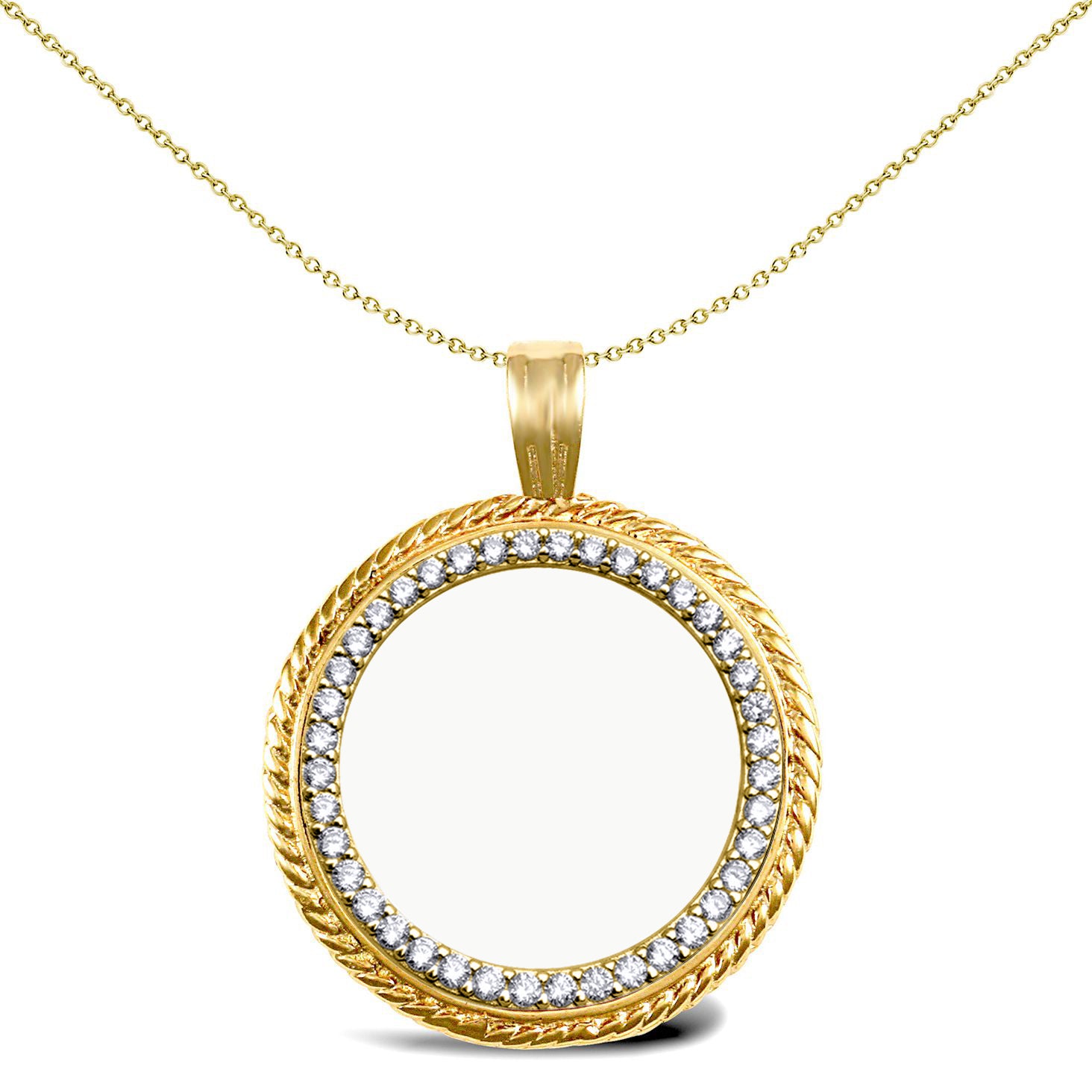 9ct Gold  Rope Frame Full Sovereign Coin Mount Pendant CZ Bezel - JSP001-F