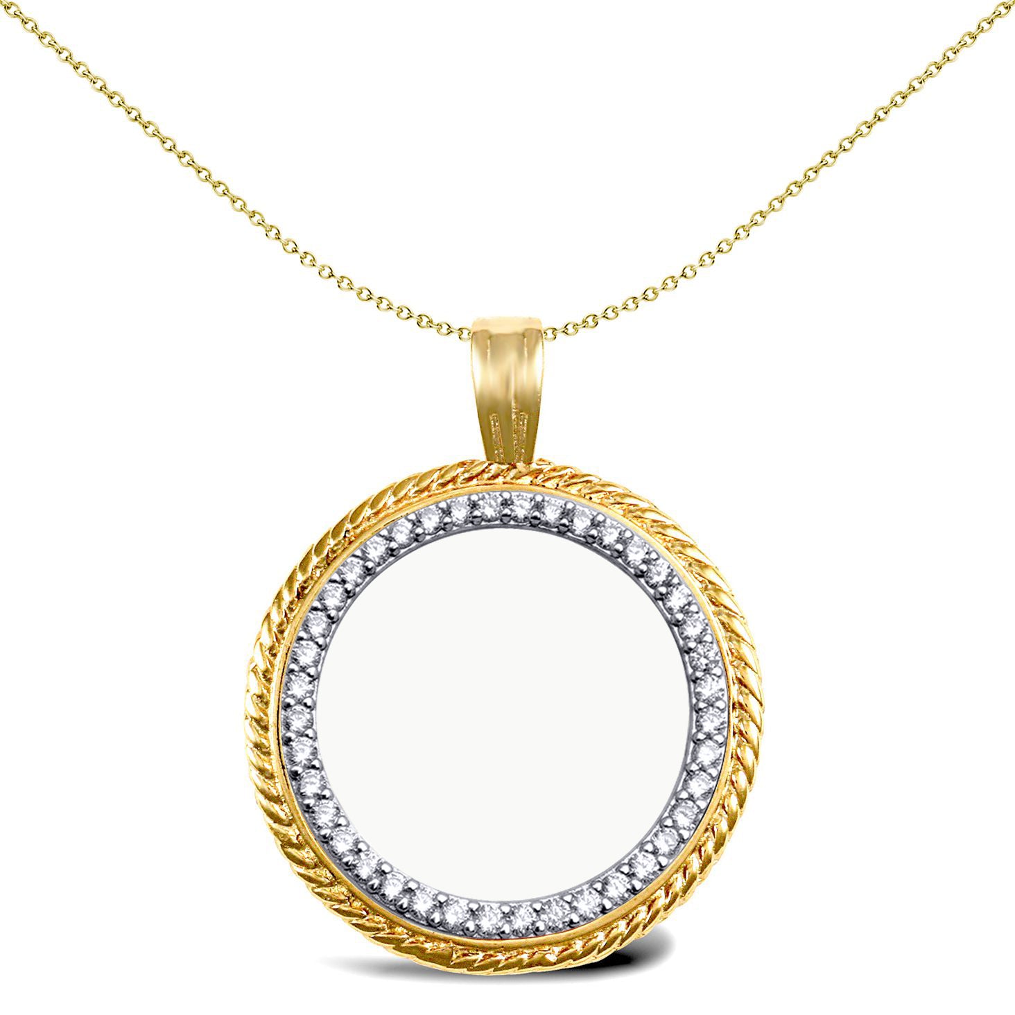 9ct Gold  Rope Frame Full Sovereign Coin Mount Pendant CZ Bezel - JSP001-F