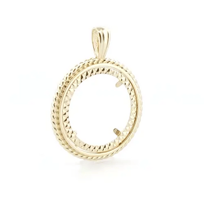 9ct Gold  Rope Edge Frame Full Sovereign Coin Mount Pendant - JSP001-F