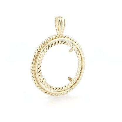 9ct Gold  Rope Edge Frame Full Sovereign Coin Mount Pendant - JSP001-F