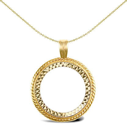 9ct Gold  Rope Edge Frame Full Sovereign Coin Mount Pendant - JSP001-F