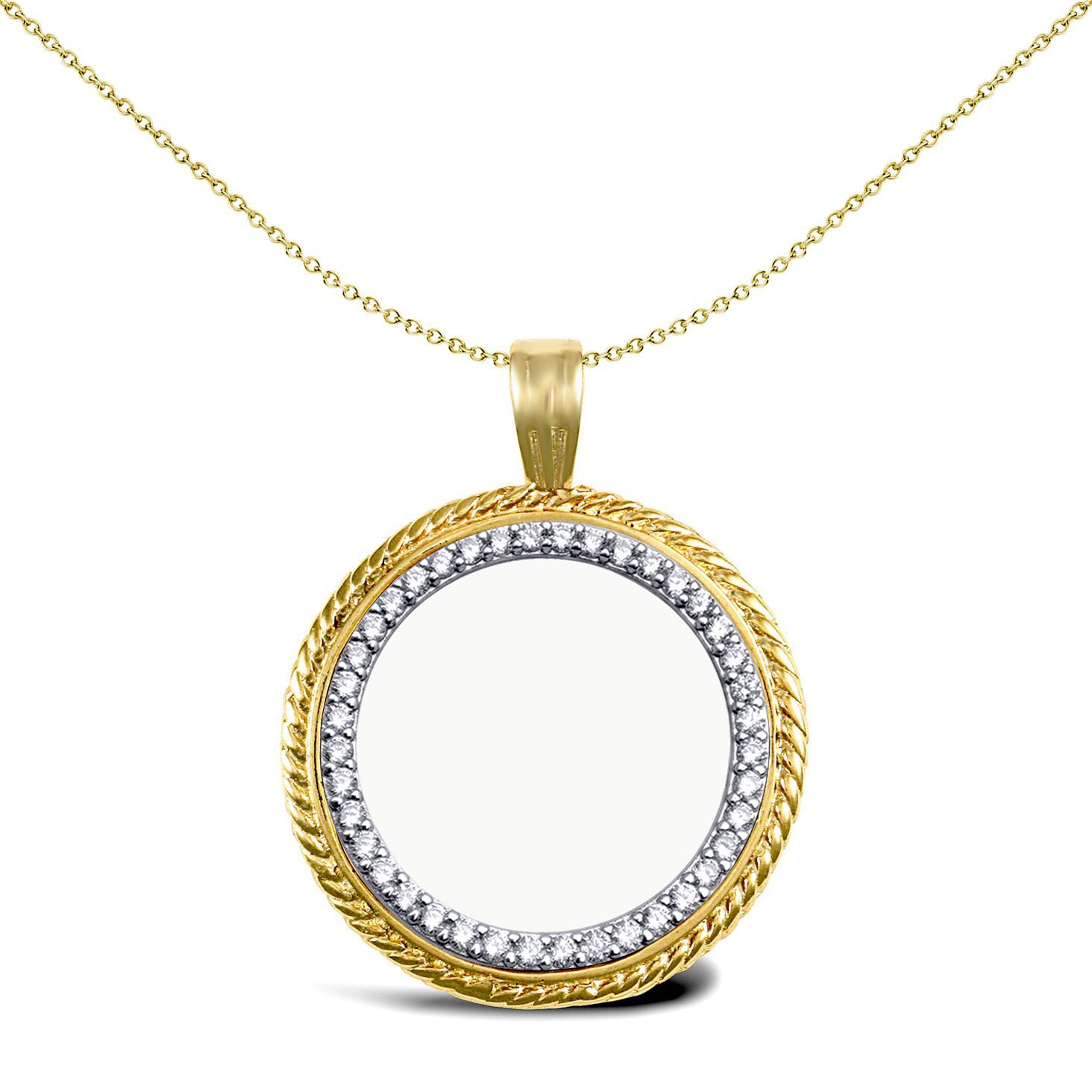 9ct Gold  Rope Frame Half Sovereign Coin Mount Pendant CZ Bezel - JSP001-H