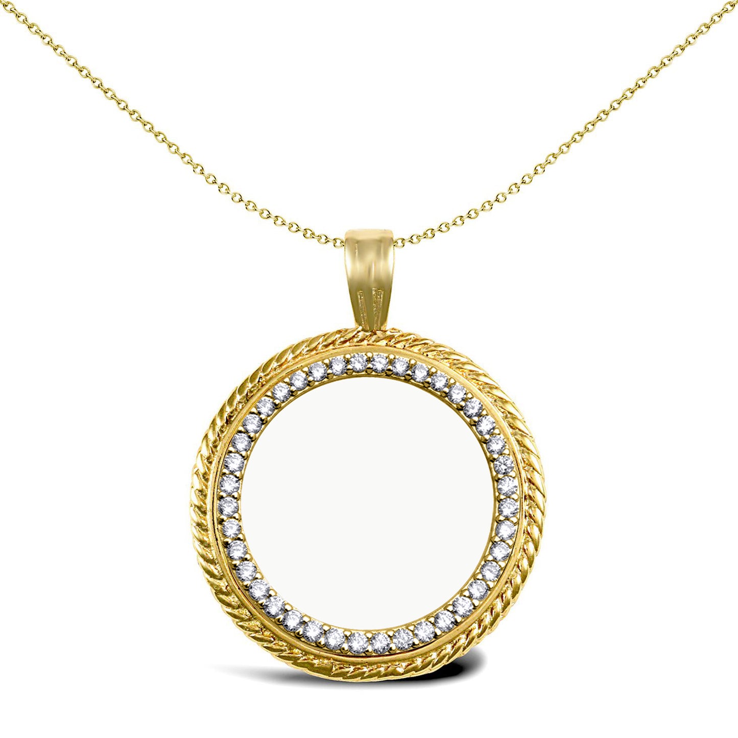 9ct Gold  Rope Frame Half Sovereign Coin Mount Pendant CZ Bezel - JSP001-H