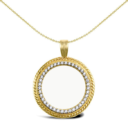 9ct Gold  Rope Frame Half Sovereign Coin Mount Pendant CZ Bezel - JSP001-H