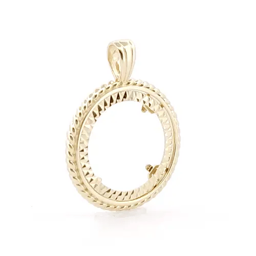 9ct Gold  Rope Edge Frame Half Sovereign Coin Mount Pendant - JSP001-H