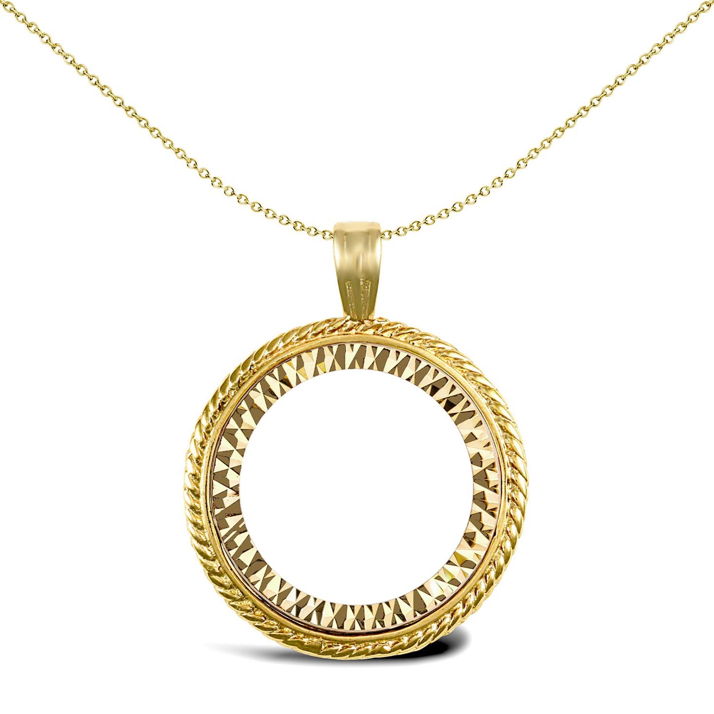 9ct Gold  Rope Edge Frame Half Sovereign Coin Mount Pendant - JSP001-H