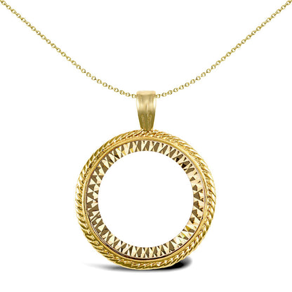 9ct Gold  Rope Edge Frame Half Sovereign Coin Mount Pendant - JSP001-H