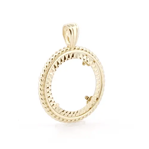 9ct Gold  Rope Edge Frame Half Sovereign Coin Mount Pendant - JSP001-H