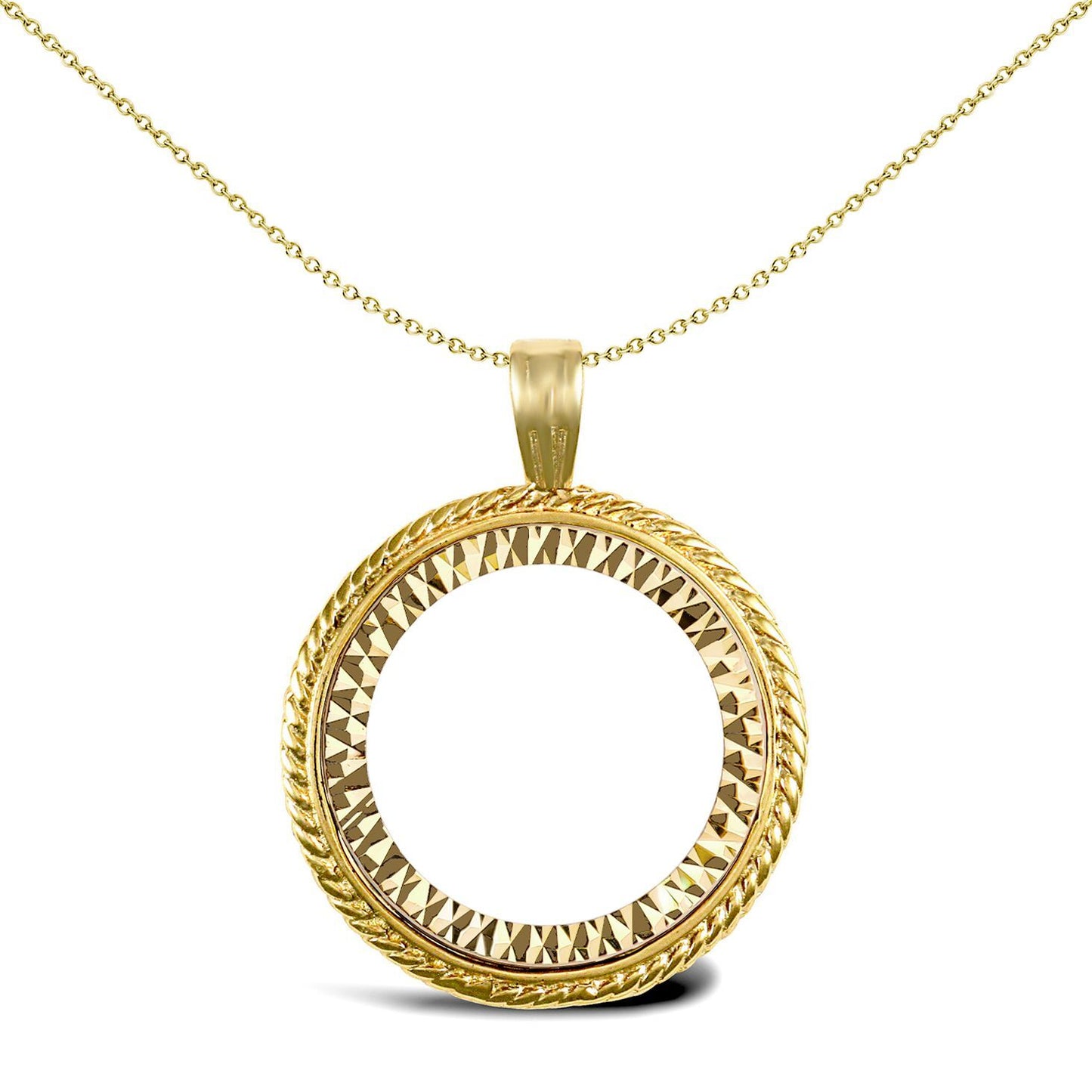 9ct Gold  Rope Edge Frame Half Sovereign Coin Mount Pendant - JSP001-H