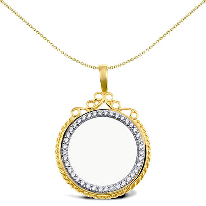 9ct Gold  Rope Edge Top Full Sovereign Coin Mount Pendant CZ Bezel - JSP002-F