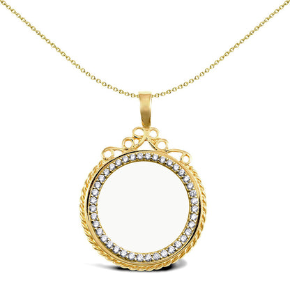 9ct Gold  Rope Edge Top Half Sovereign Coin Mount Pendant CZ Bezel - JSP002-H