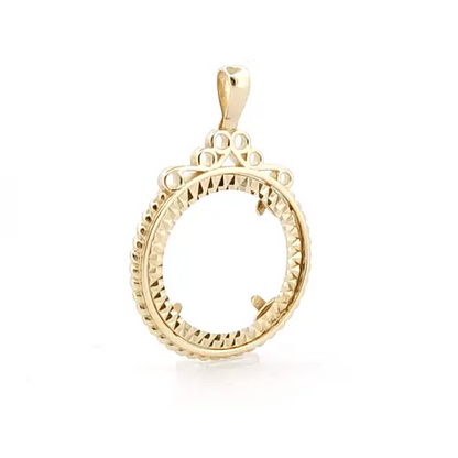 9ct Gold  Rope Edge Scroll Top Half Sovereign Coin Mount Pendant - JSP002-H