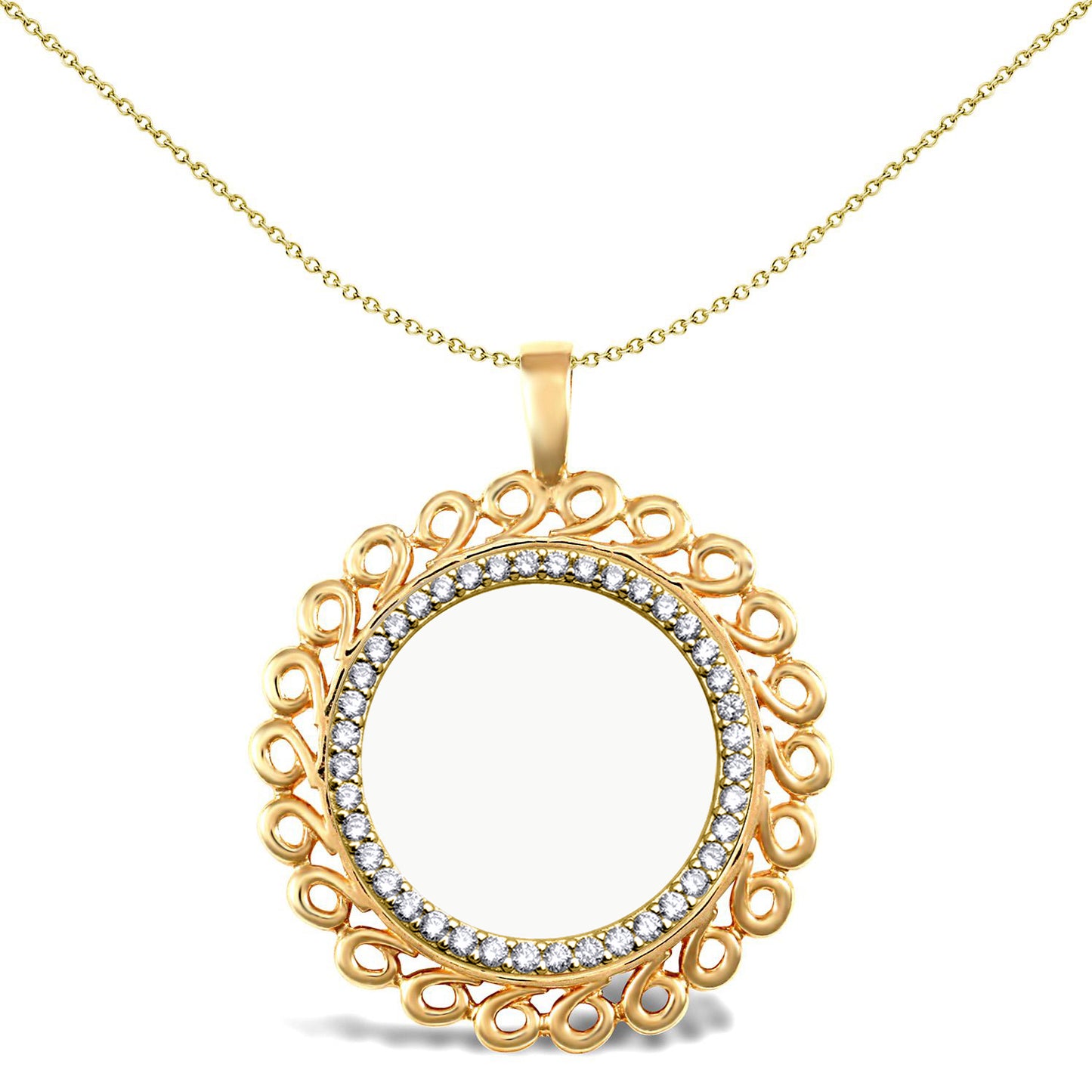 9ct Gold  Loop Spiral Full Sovereign Coin Mount Pendant CZ Bezel - JSP008-F