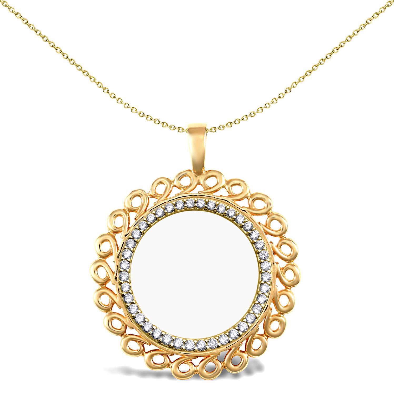 9ct Gold  Loop Spiral Full Sovereign Coin Mount Pendant CZ Bezel - JSP008-F