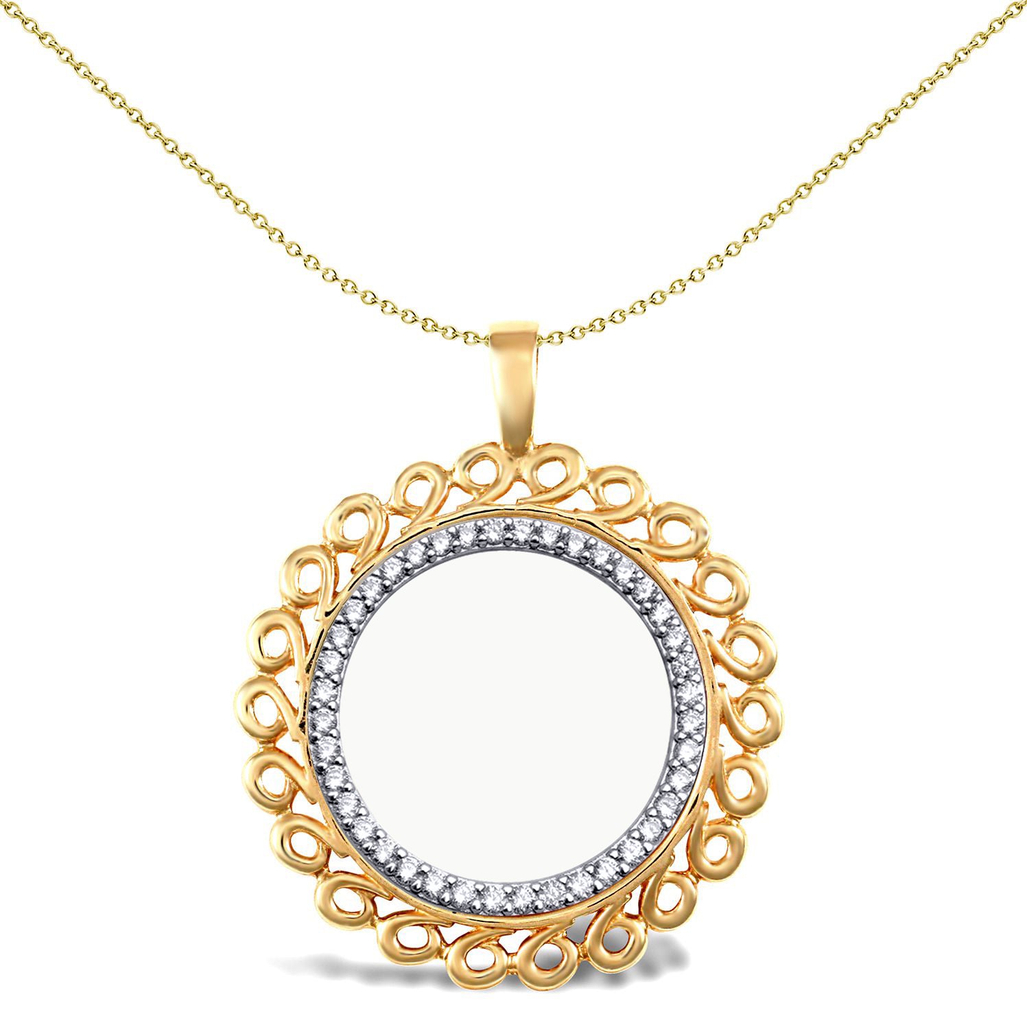 9ct Gold  Loop Spiral Full Sovereign Coin Mount Pendant CZ Bezel - JSP008-F