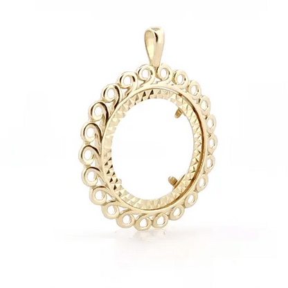 9ct Gold  Loop Spiral Frame Full Sovereign Coin Mount Pendant - JSP008-F
