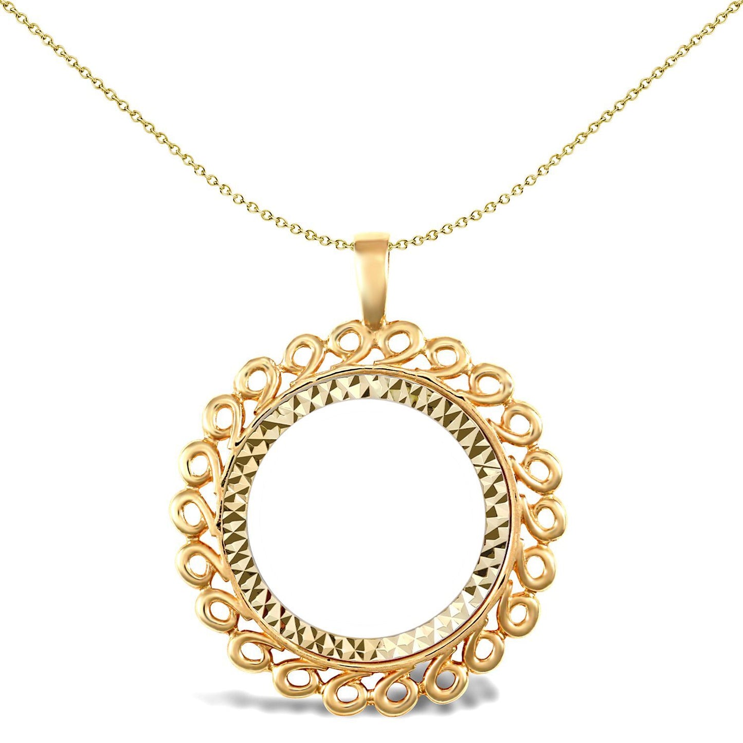 9ct Gold  Loop Spiral Frame Full Sovereign Coin Mount Pendant - JSP008-F