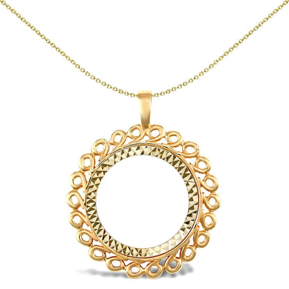 9ct Gold  Loop Spiral Frame Full Sovereign Coin Mount Pendant - JSP008-F