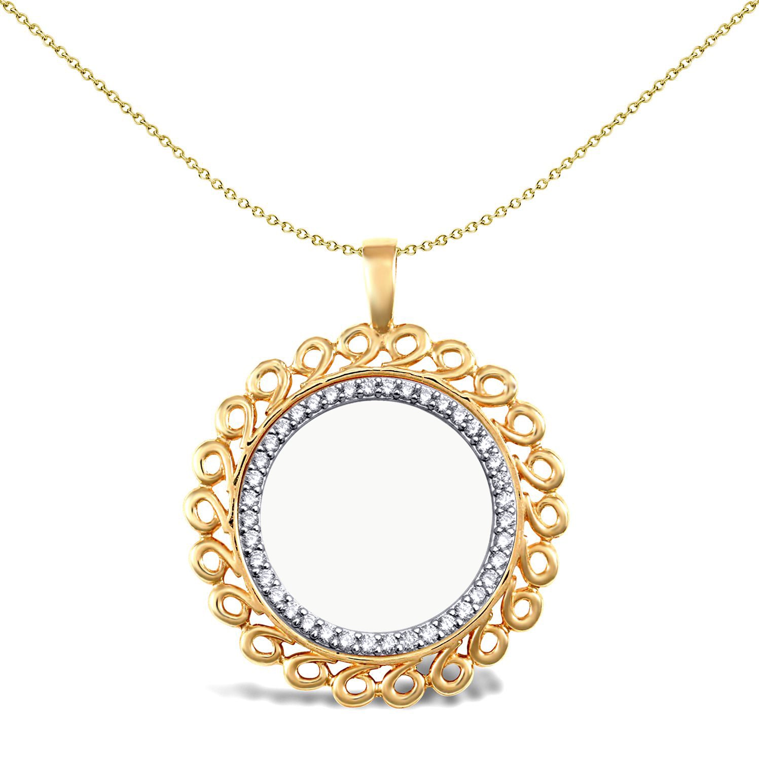 9ct Gold  Loop Spiral Half Sovereign Coin Mount Pendant CZ Bezel - JSP008-H