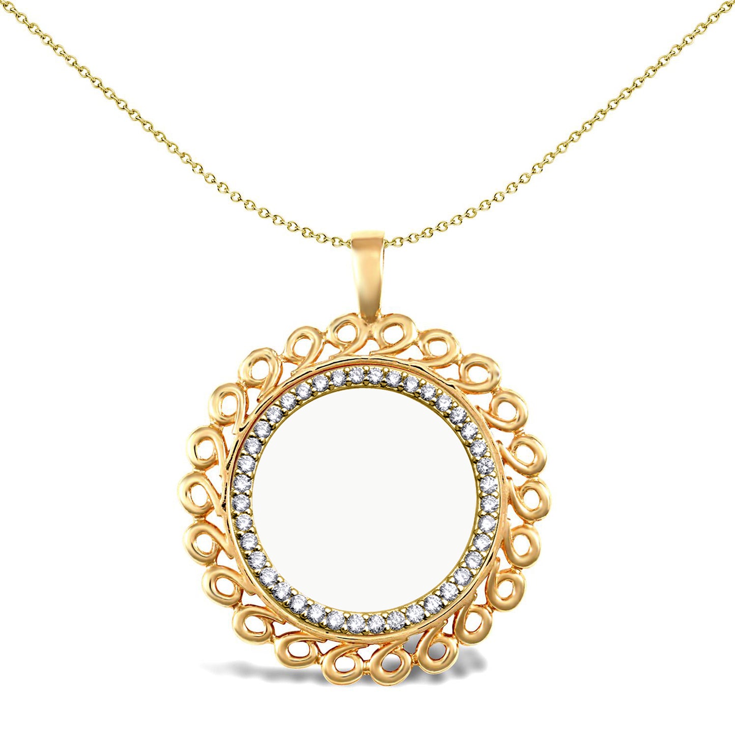 9ct Gold  Loop Spiral Half Sovereign Coin Mount Pendant CZ Bezel - JSP008-H