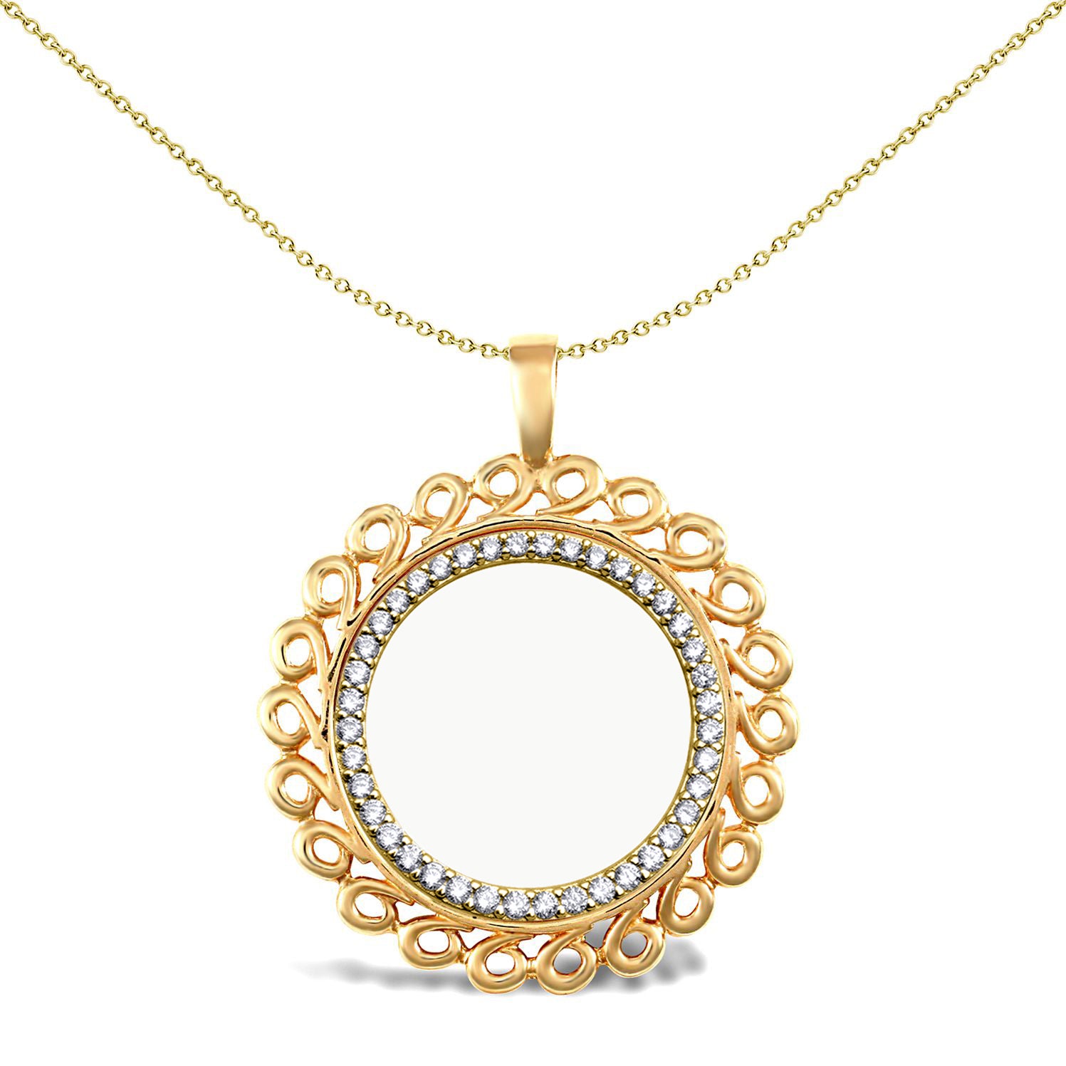 9ct Gold  Loop Spiral Half Sovereign Coin Mount Pendant CZ Bezel - JSP008-H