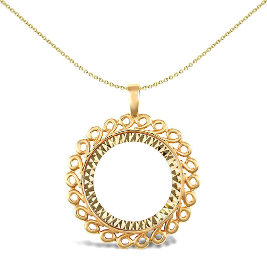 9ct Gold  Loop Spiral Frame Half Sovereign Coin Mount Pendant - JSP008-H