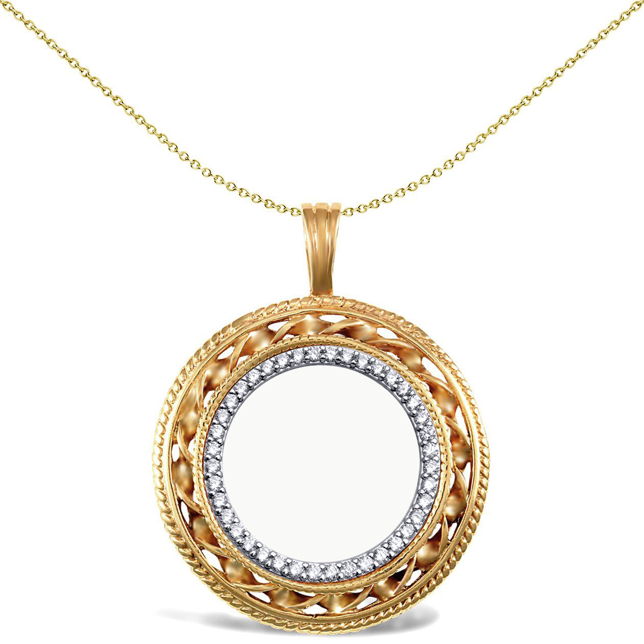 9ct Gold  Rope Twist Full Sovereign Coin Mount Pendant CZ Bezel - JSP011-F
