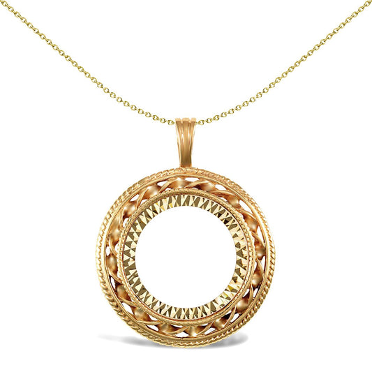 9ct Gold  Rope Candy Twist Frame Half Sovereign Coin Mount Pendant - JSP011-H