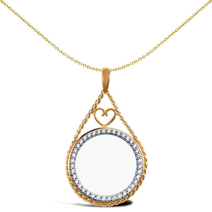 9ct Gold  Heart Rope Full Sovereign Coin Mount Pendant CZ Bezel - JSP012-F