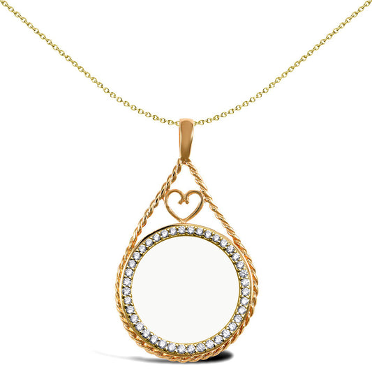 9ct Gold  Heart Rope Full Sovereign Coin Mount Pendant CZ Bezel - JSP012-F