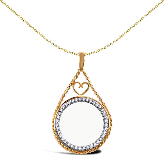 9ct Gold  Heart Rope Half Sovereign Coin Mount Pendant CZ Bezel - JSP012-H