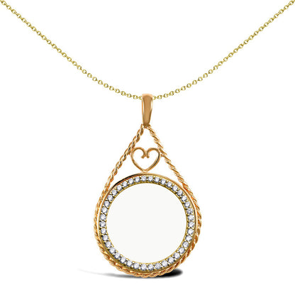 9ct Gold  Heart Rope Half Sovereign Coin Mount Pendant CZ Bezel - JSP012-H