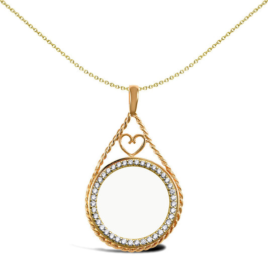 9ct Gold  Heart Rope Half Sovereign Coin Mount Pendant CZ Bezel - JSP012-H