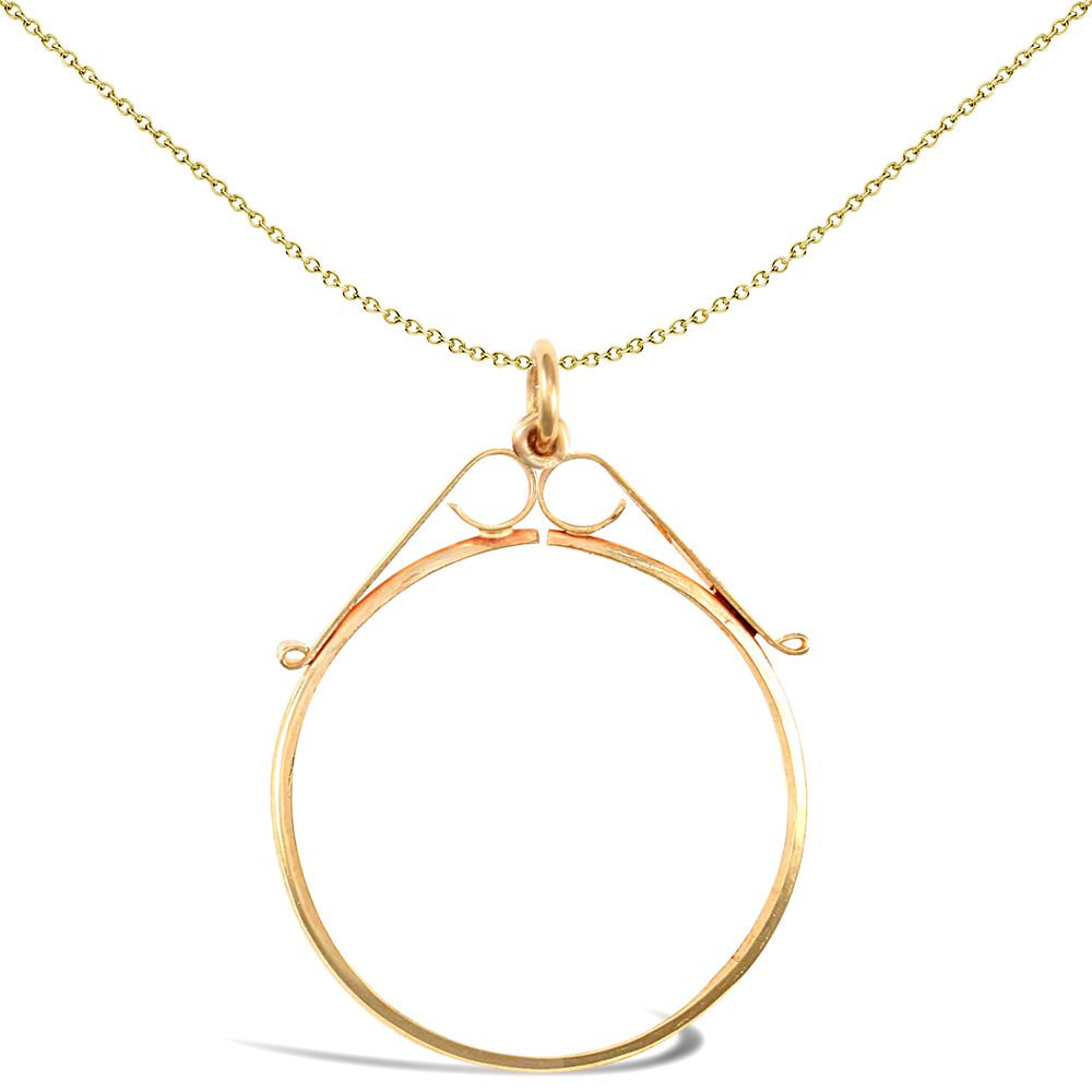 9ct Gold  Scroll Top Full Sovereign Coin Mount Pendant - JSP020-F