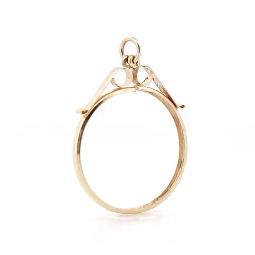 9ct Gold  Scroll Top Full Sovereign Coin Mount Pendant - JSP020-F