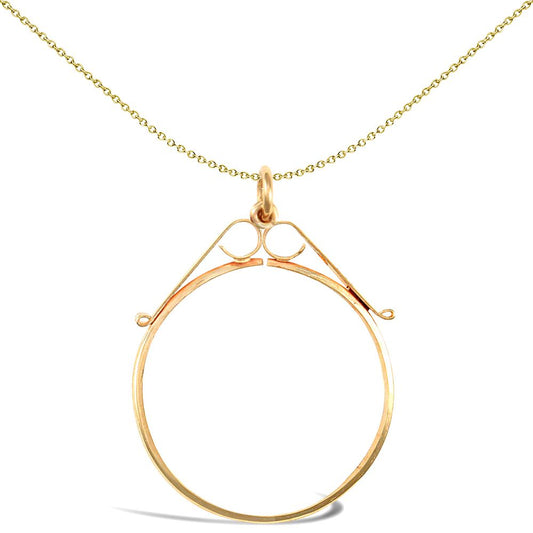 9ct Gold  Scroll Top Full Sovereign Coin Mount Pendant - JSP020-F