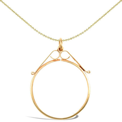 9ct Gold  Scroll Top Full Sovereign Coin Mount Pendant - JSP020-F