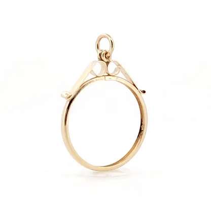 9ct Gold  Scroll Top Half Sovereign Coin Mount Pendant - JSP020-H