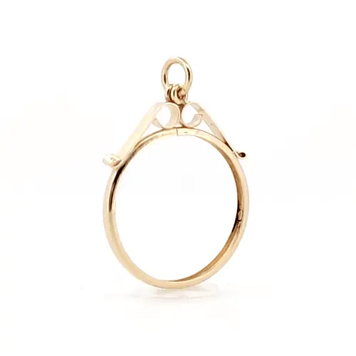 9ct Gold  Scroll Top Half Sovereign Coin Mount Pendant - JSP020-H