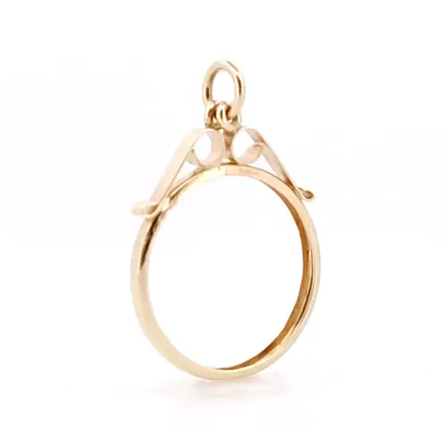 9ct Gold  Scroll Top 10th Oz Kruger Brittania Coin Mount Pendant - JSP020-T