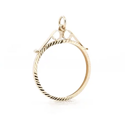 9ct Gold  Diamond Cut Scroll Top Full Sovereign Coin Mount Pendant - JSP021-F