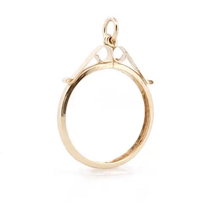 9ct Gold  Diamond Cut Scroll Top Half Sovereign Coin Mount Pendant - JSP021-H