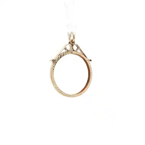 9ct Gold  Diamond Cut Scroll Top Half Sovereign Coin Mount Pendant - JSP021-H
