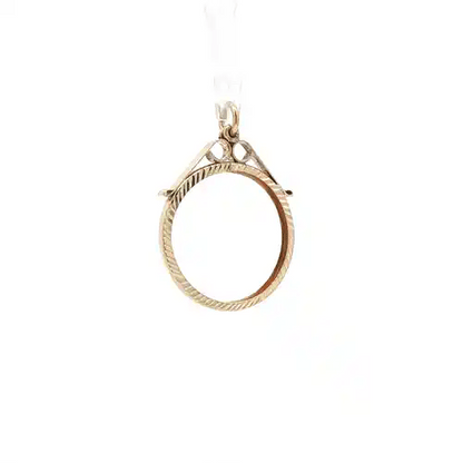 9ct Gold  Diamond Cut Scroll Top Half Sovereign Coin Mount Pendant - JSP021-H
